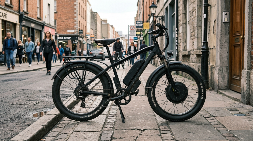 Bicicleta elétrica potente com motor de cubo grande na roda traseira