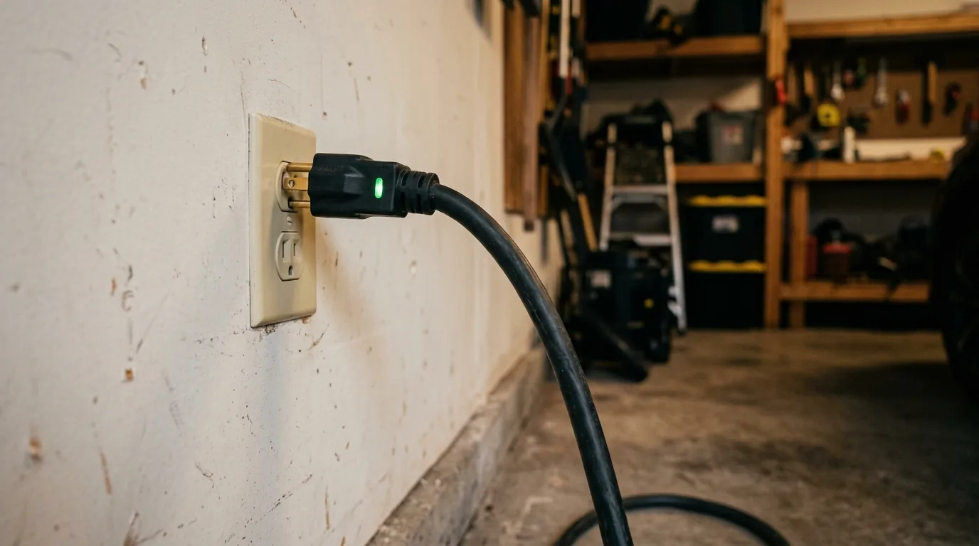 Carregador de veículo elétrico ligado em tomada residencial na parede