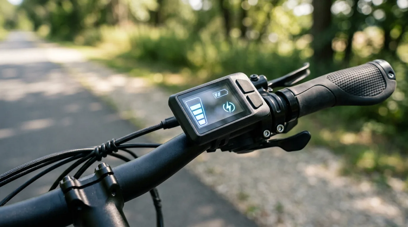 Display de níveis de assistência no guidão de uma bicicleta elétrica