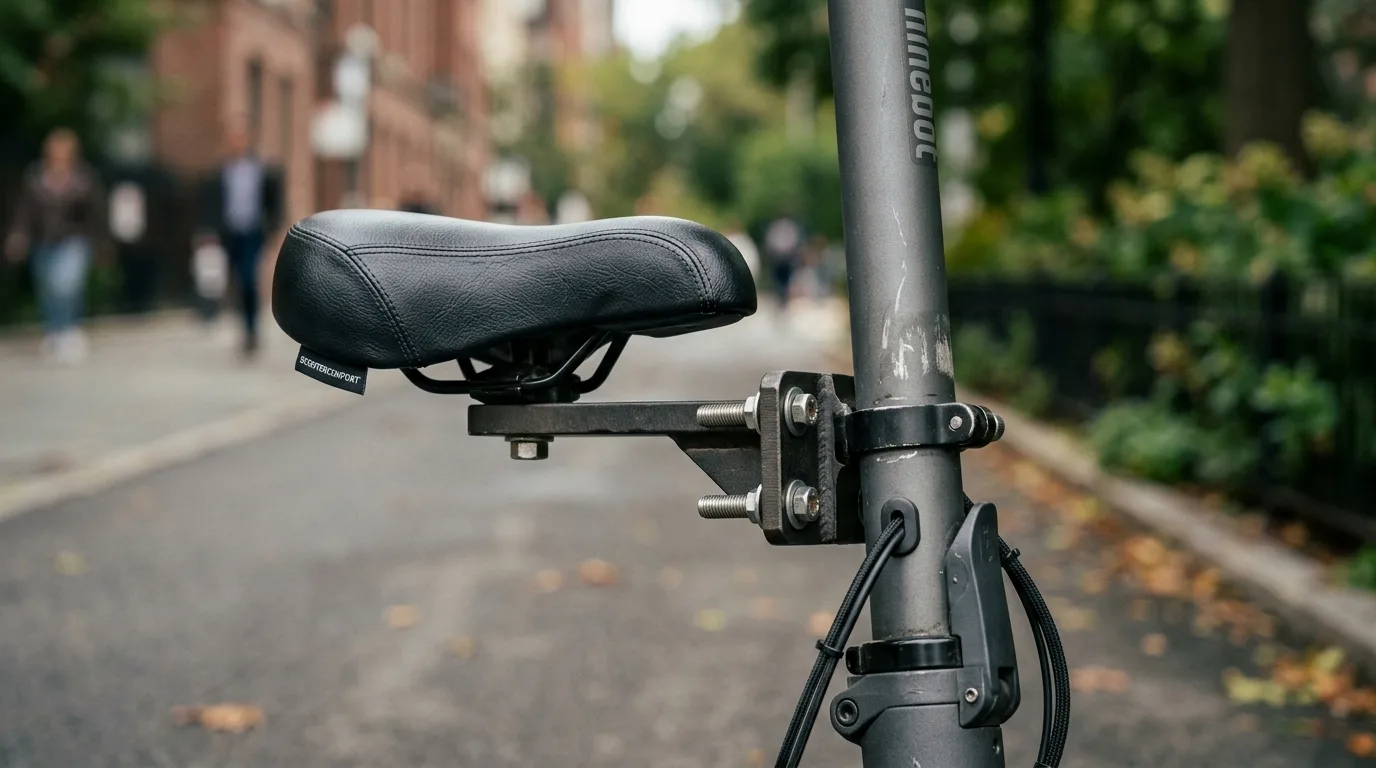 Assento acoplado ao guidão de um patinete elétrico