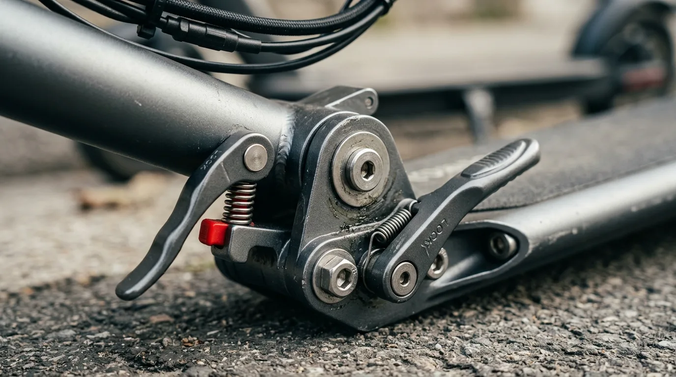 Mecanismo de dobra da coluna do guidão de um patinete elétrico